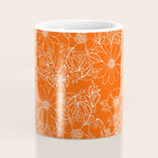 Hand drawn white bright orange modern floral Coffee Mug Gallery Image 4