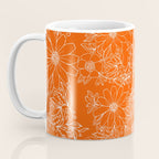 Hand drawn white bright orange modern floral Coffee Mug Gallery Image 3