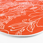 Hand drawn white bright orange modern floral Bath Mat Gallery Image 3