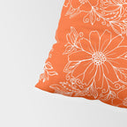 Hand drawn white bright orange modern floral Pillow Sham Gallery Image 4