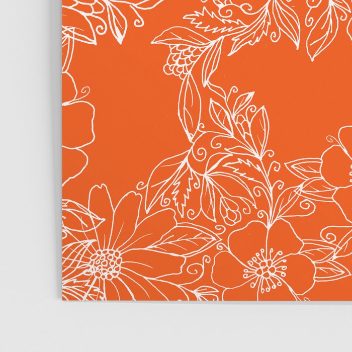 Hand drawn white bright orange modern floral Poster Gallery Image 3