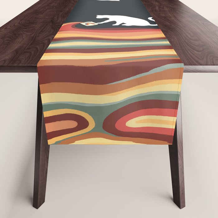 Rainbow cat 1b black magic coffee milk drop Table Runner Gallery Image 1