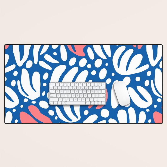 Abstract blue nature leaf shape art pattern Desk Mat Gallery Image 1