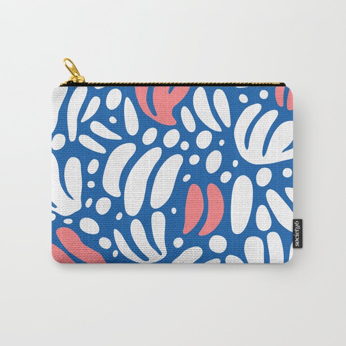 Abstract blue nature leaf shape art pattern Carry All Pouch Gallery Image 1