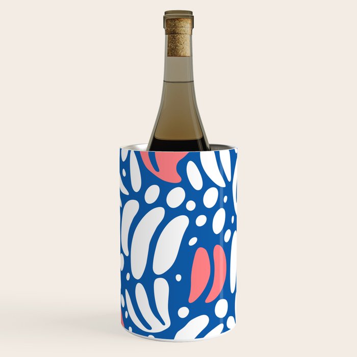 Abstract blue nature leaf shape art pattern Wine Chiller Gallery Image 1