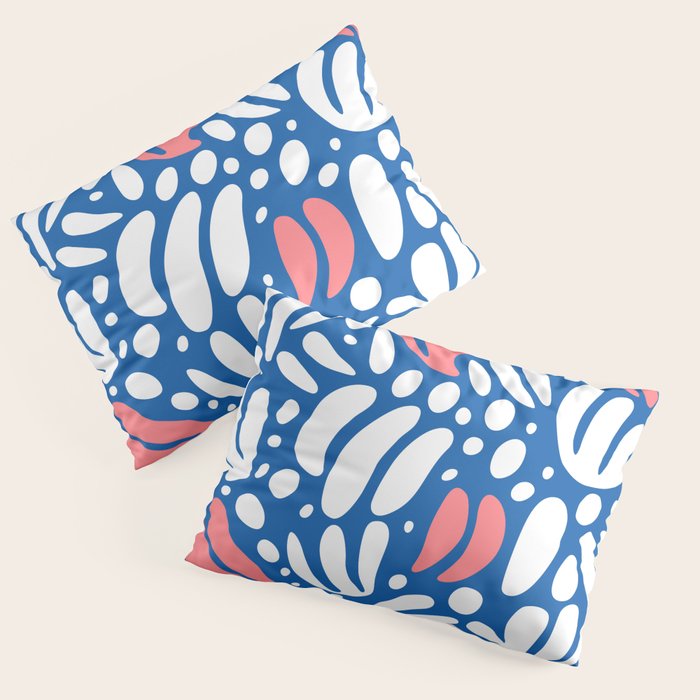 Abstract blue nature leaf shape art pattern Pillow Sham Gallery Image 3