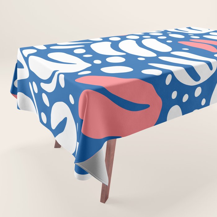 Abstract blue nature leaf shape art pattern Tablecloth Gallery Image 1