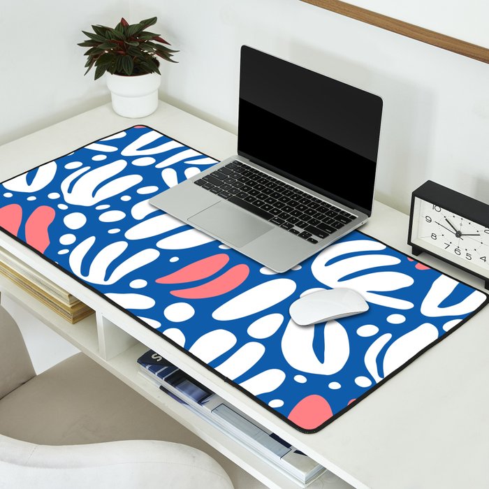 Abstract blue nature leaf shape art pattern Desk Mat Gallery Image 2