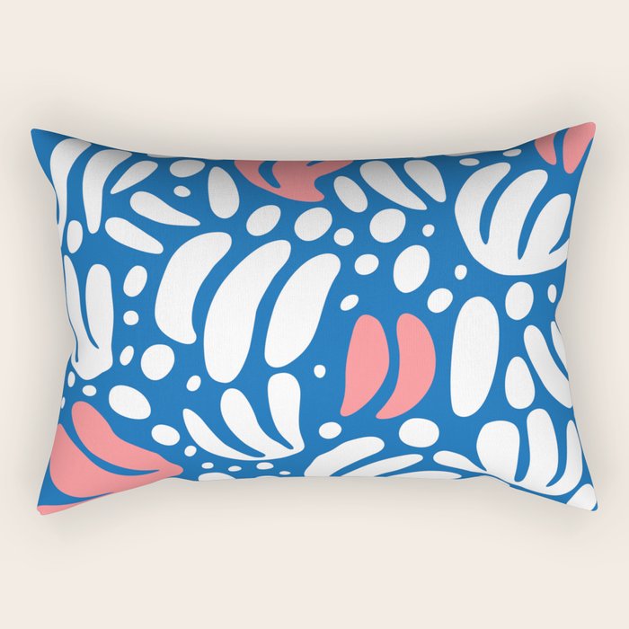 Abstract blue nature leaf shape art pattern Rectangular Pillow Gallery Image 1