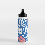 Abstract blue nature leaf shape art pattern Water Bottle Gallery Image 3