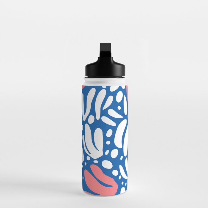 Abstract blue nature leaf shape art pattern Water Bottle Gallery Image 3