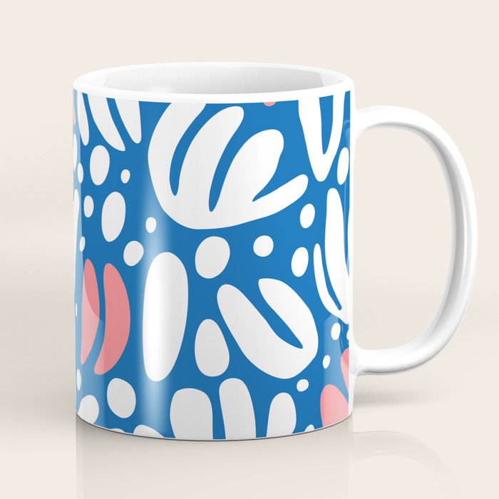 Abstract blue nature leaf shape art pattern Coffee Mug Gallery Image 1
