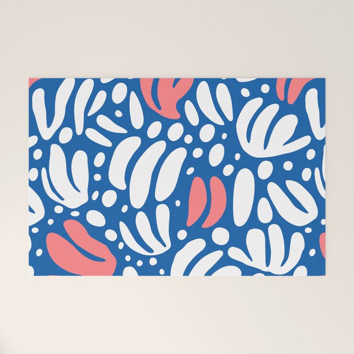 Abstract blue nature leaf shape art pattern Welcome Mat Gallery Image 1