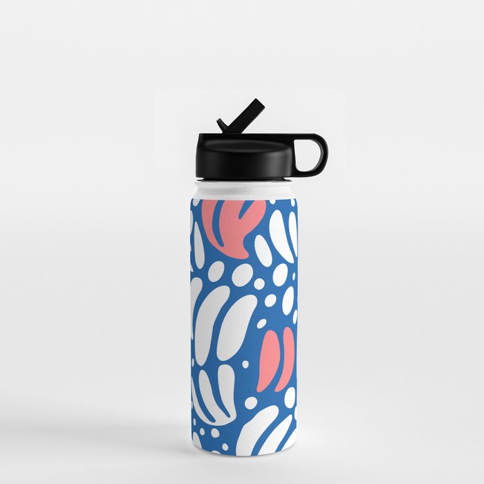 Abstract blue nature leaf shape art pattern Water Bottle Gallery Image 1