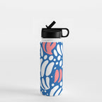 Abstract blue nature leaf shape art pattern Water Bottle Gallery Image 1