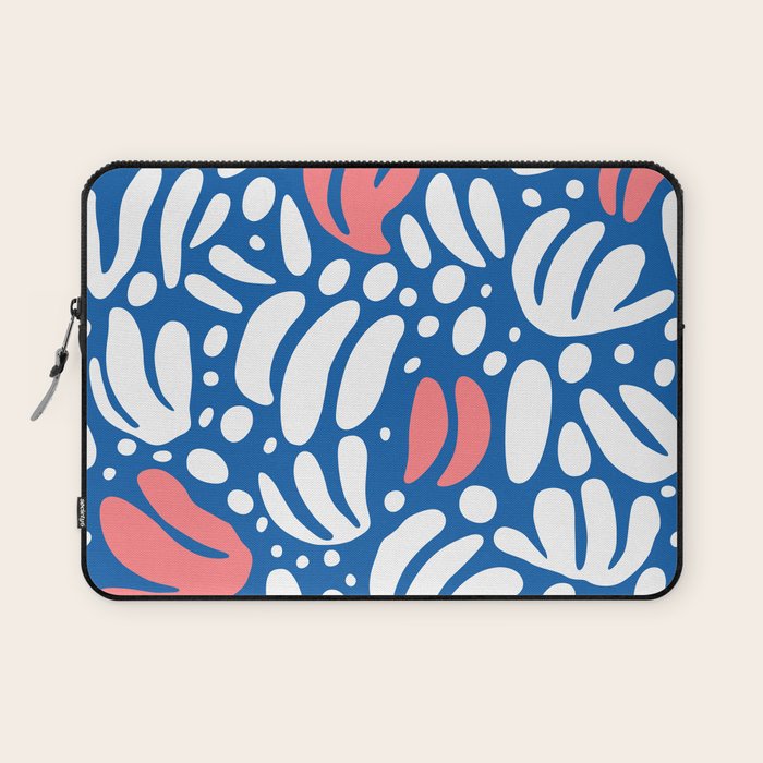Abstract blue nature leaf shape art pattern Laptop Sleeve Gallery Image 1