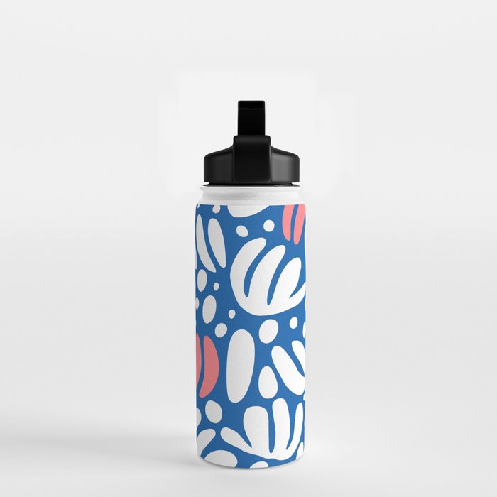 Abstract blue nature leaf shape art pattern Water Bottle Gallery Image 2