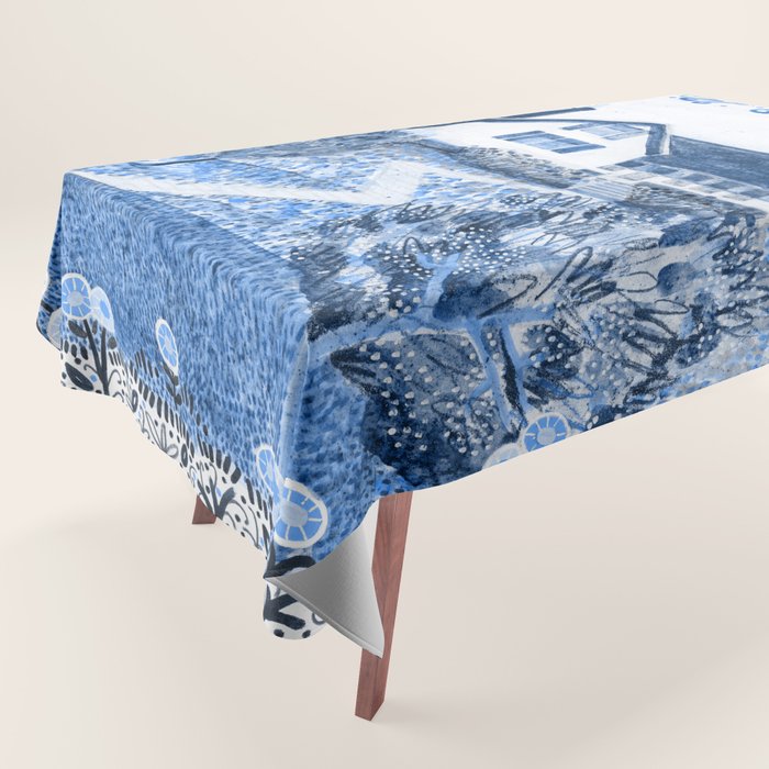The Old Country Farm in Navy Blue - Farm House Decor Tablecloth Gallery Image 1