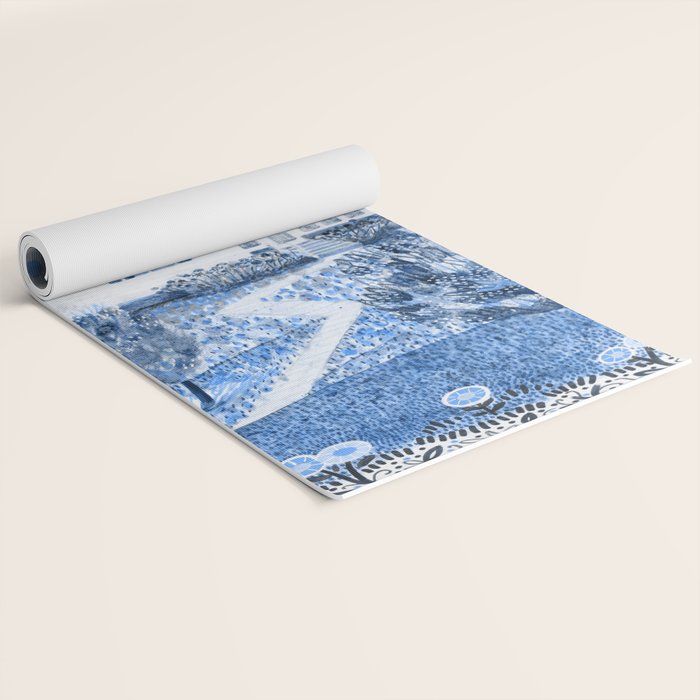 The Old Country Farm in Navy Blue - Farm House Decor Yoga Mat Gallery Image 2