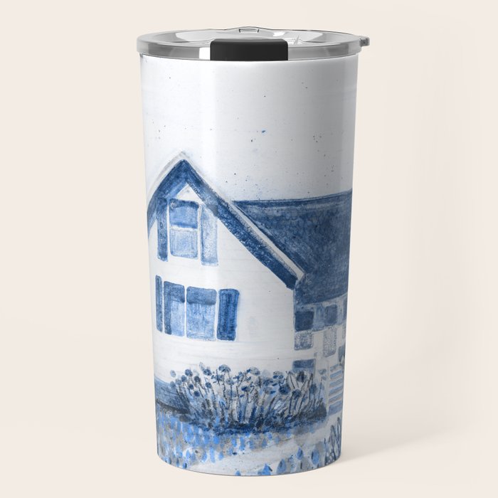 The Old Country Farm in Navy Blue - Farm House Decor Travel Mug Gallery Image 1