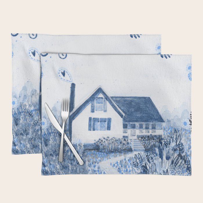 The Old Country Farm in Navy Blue - Farm House Decor Placemat Gallery Image 1