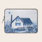 The Old Country Farm in Navy Blue - Farm House Decor Laptop Sleeve Gallery Image 1