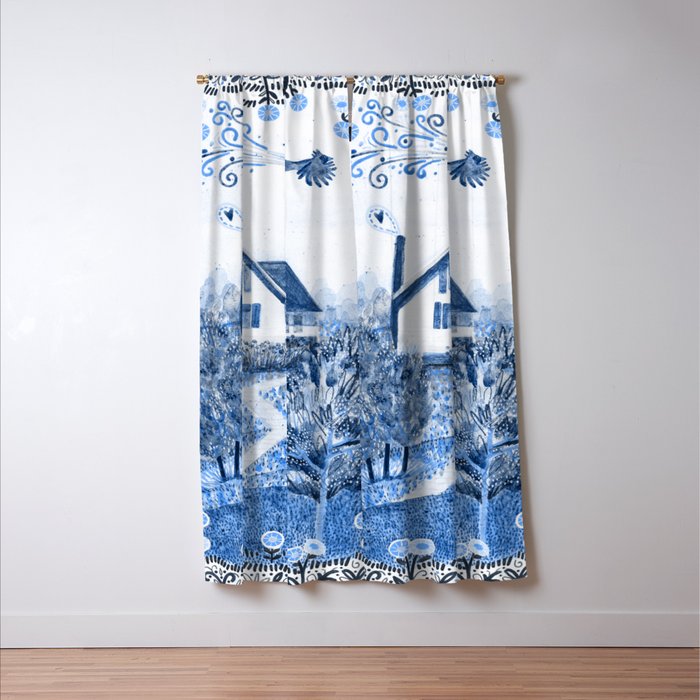 The Old Country Farm in Navy Blue - Farm House Decor Window Curtain Gallery Image 3