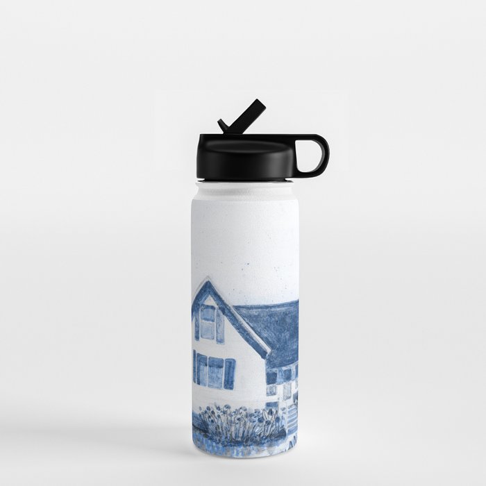 The Old Country Farm in Navy Blue - Farm House Decor Water Bottle Gallery Image 1
