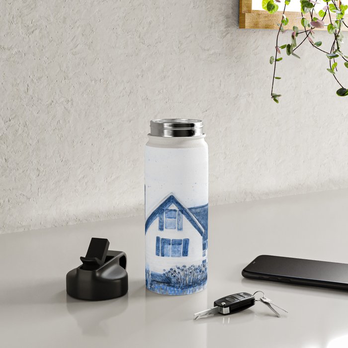 The Old Country Farm in Navy Blue - Farm House Decor Water Bottle Gallery Image 4