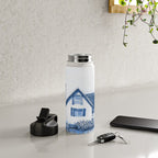 The Old Country Farm in Navy Blue - Farm House Decor Water Bottle Gallery Image 4