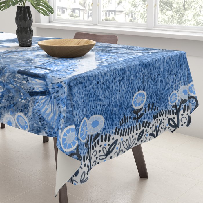 The Old Country Farm in Navy Blue - Farm House Decor Tablecloth Gallery Image 3