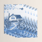 The Old Country Farm in Navy Blue - Farm House Decor Wrapping Paper Gallery Image 3