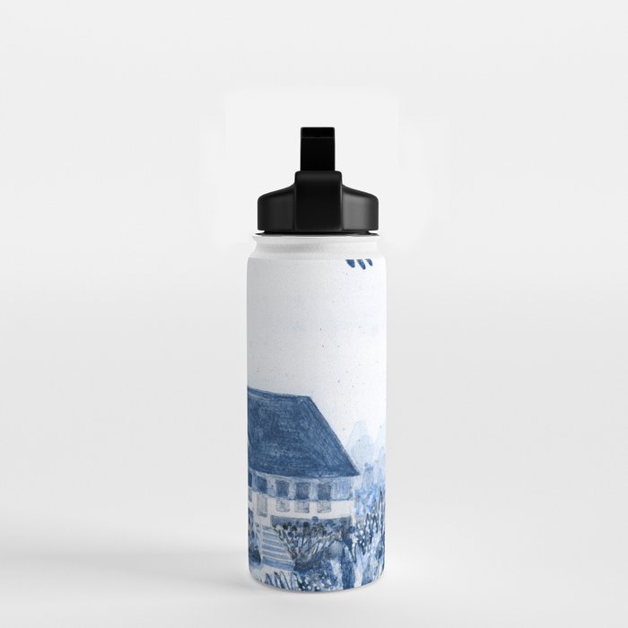The Old Country Farm in Navy Blue - Farm House Decor Water Bottle Gallery Image 2