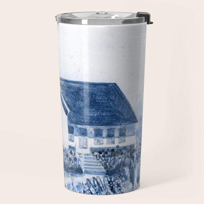 The Old Country Farm in Navy Blue - Farm House Decor Travel Mug Gallery Image 2