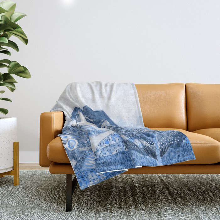 The Old Country Farm in Navy Blue - Farm House Decor Throw Blanket Gallery Image 1