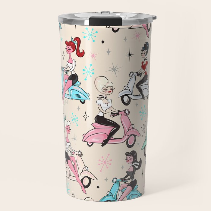 Scooter Girls Pattern Travel Mug Gallery Image 1