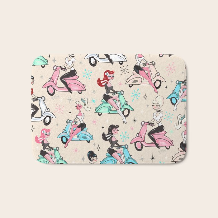 Scooter Girls Pattern Bath Mat Gallery Image 1