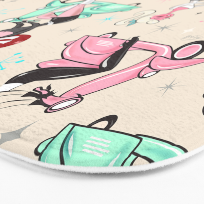 Scooter Girls Pattern Bath Mat Gallery Image 3
