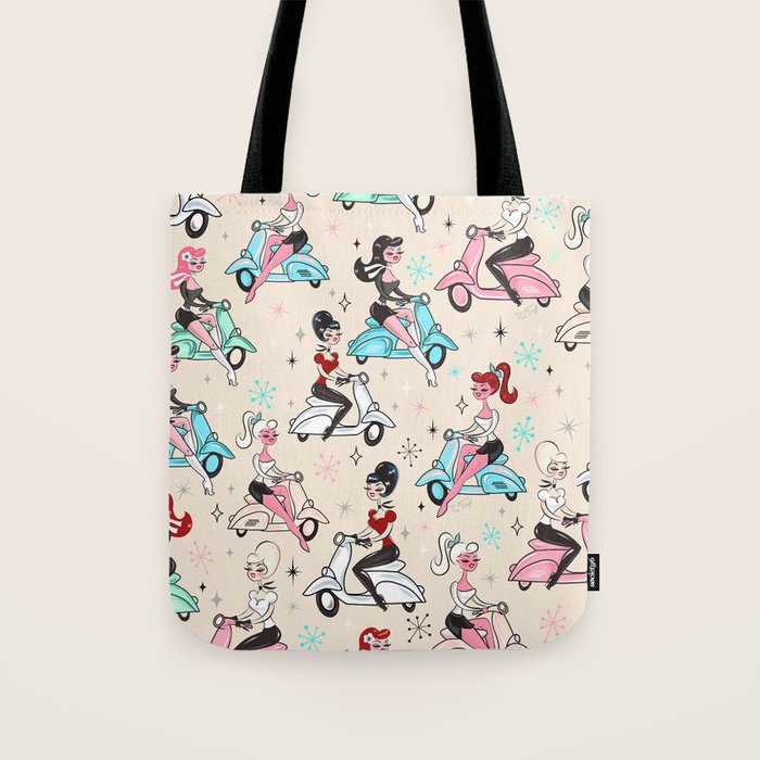 Scooter Girls Pattern Tote Bag Gallery Image 1
