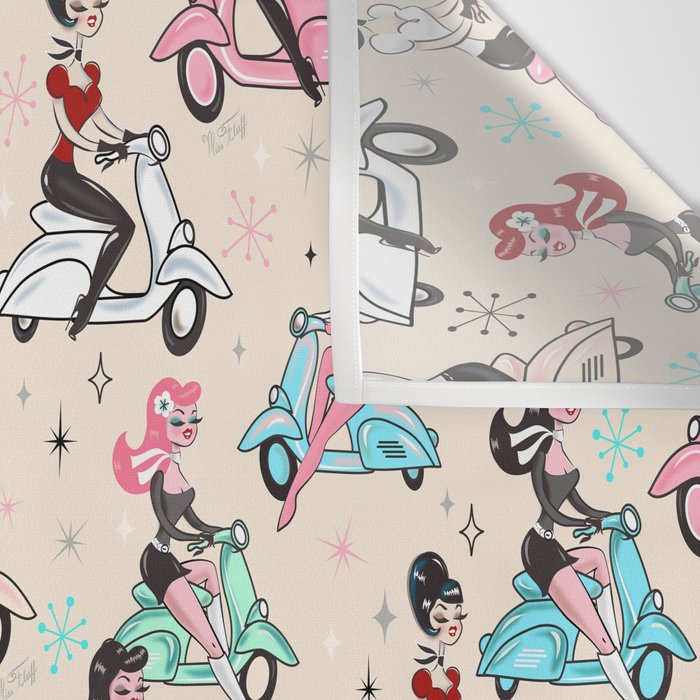 Scooter Girls Pattern Wall Tapestry Gallery Image 3
