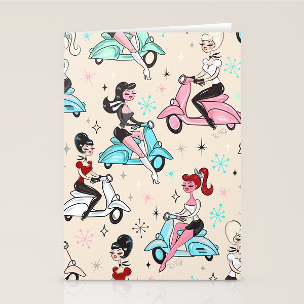 Scooter Girls Pattern Stationery Card Gallery Image 1
