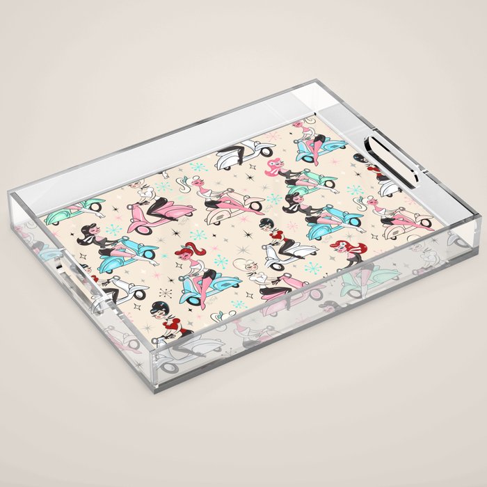 Scooter Girls Pattern Acrylic Tray Gallery Image 1