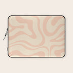 Modern Liquid Swirl Abstract Pattern in Pale Blush and Cream Laptop Sleeve Gallery Image 1