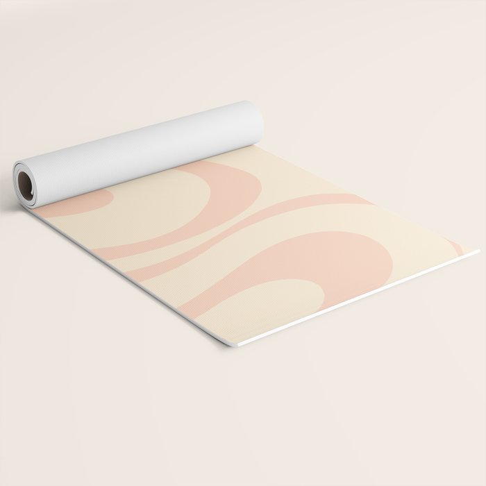 Modern Liquid Swirl Abstract Pattern in Pale Blush and Cream Yoga Mat Gallery Image 2