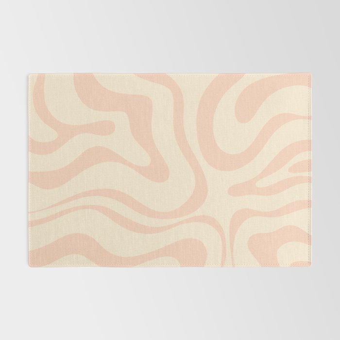 Modern Liquid Swirl Abstract Pattern in Pale Blush and Cream Rug Gallery Image 2