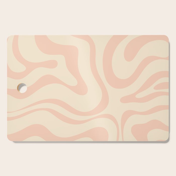 Modern Liquid Swirl Abstract Pattern in Pale Blush and Cream Cutting Board Gallery Image 1