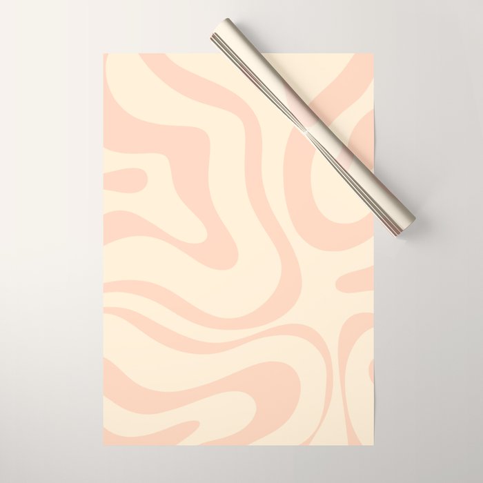 Modern Liquid Swirl Abstract Pattern in Pale Blush and Cream Wrapping Paper Gallery Image 1