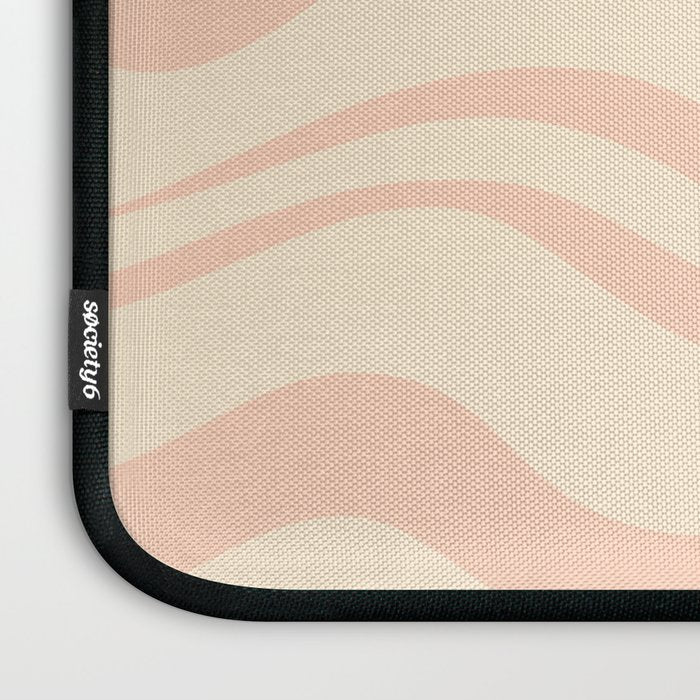 Modern Liquid Swirl Abstract Pattern in Pale Blush and Cream Laptop Sleeve Gallery Image 3