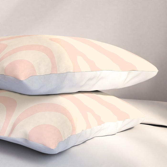 Modern Liquid Swirl Abstract Pattern in Pale Blush and Cream Pillow Sham Gallery Image 3