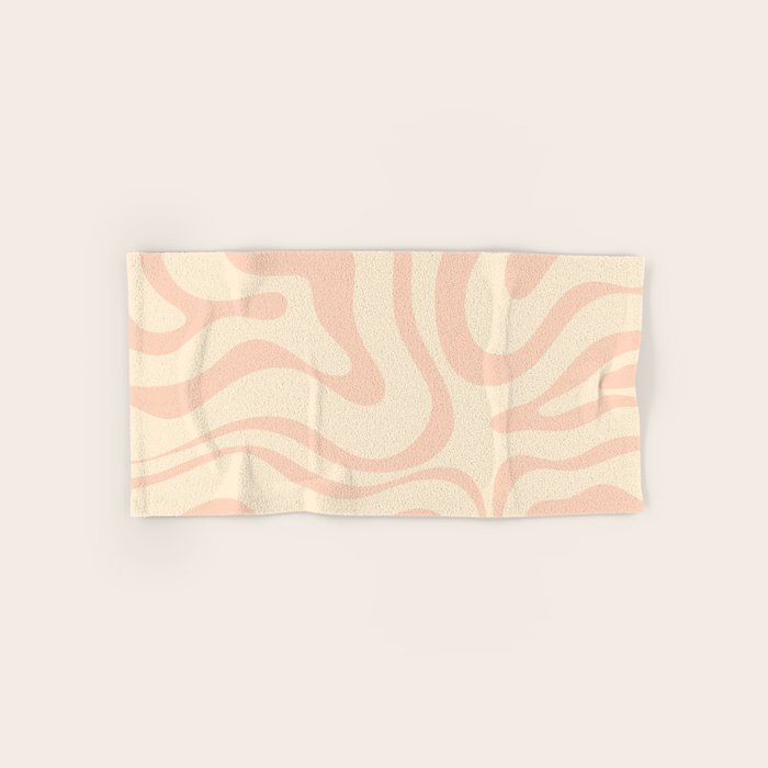 Modern Liquid Swirl Abstract Pattern in Pale Blush and Cream Bath Towel Gallery Image 1